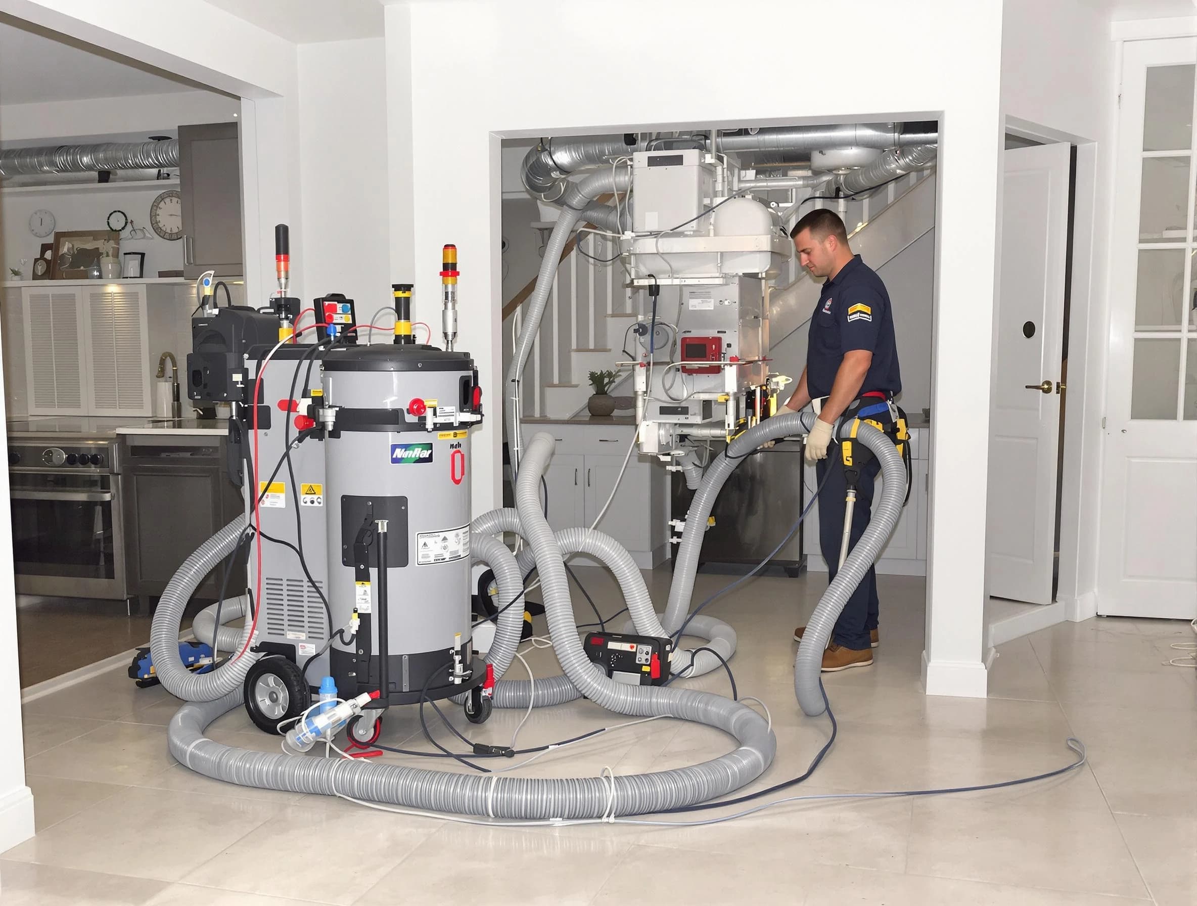 West Haven Air Duct Cleaning technician operating negative pressure cleaning equipment for thorough duct maintenance in West Haven