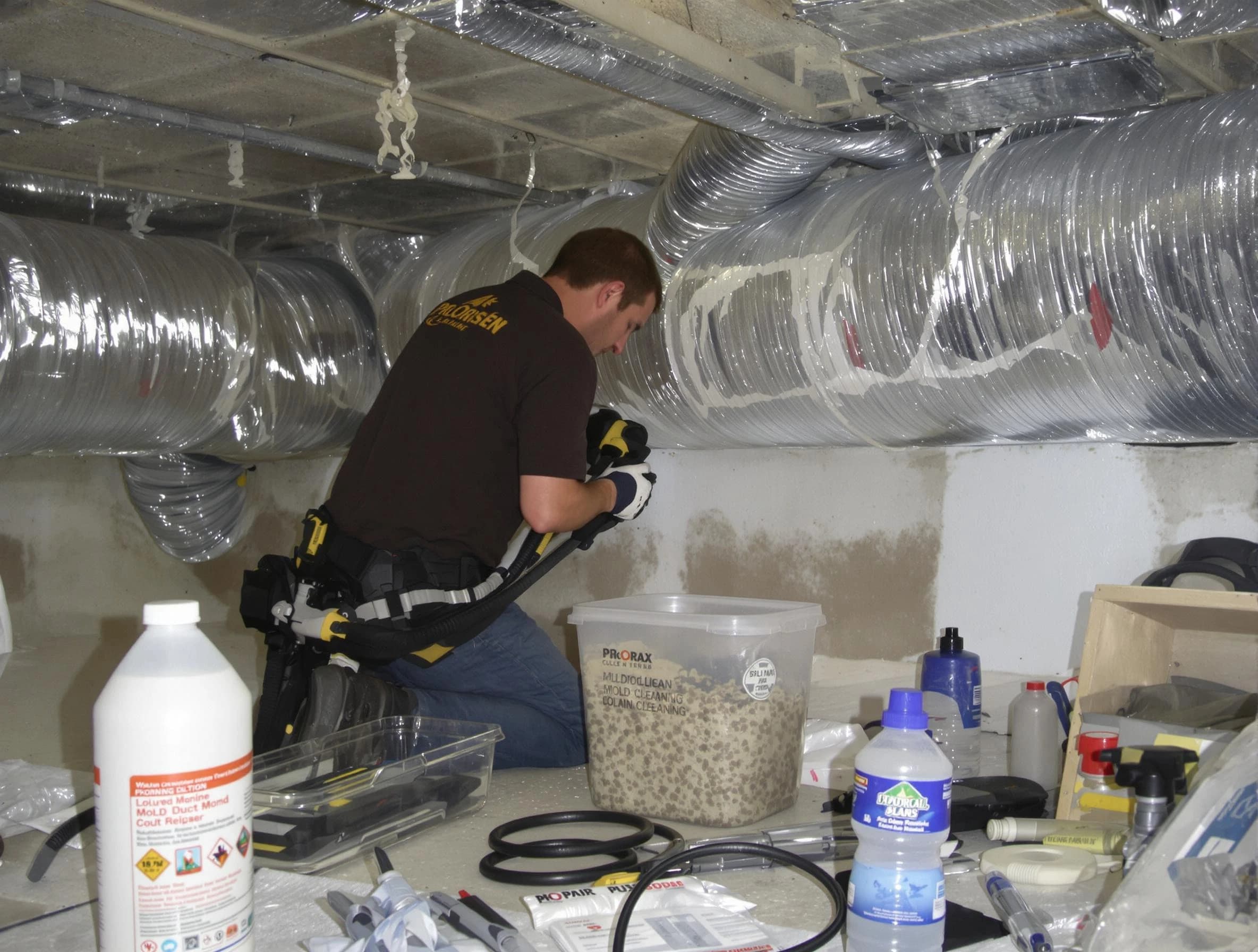 West Haven Air Duct Cleaning specialist performing professional mold removal from air ducts in West Haven