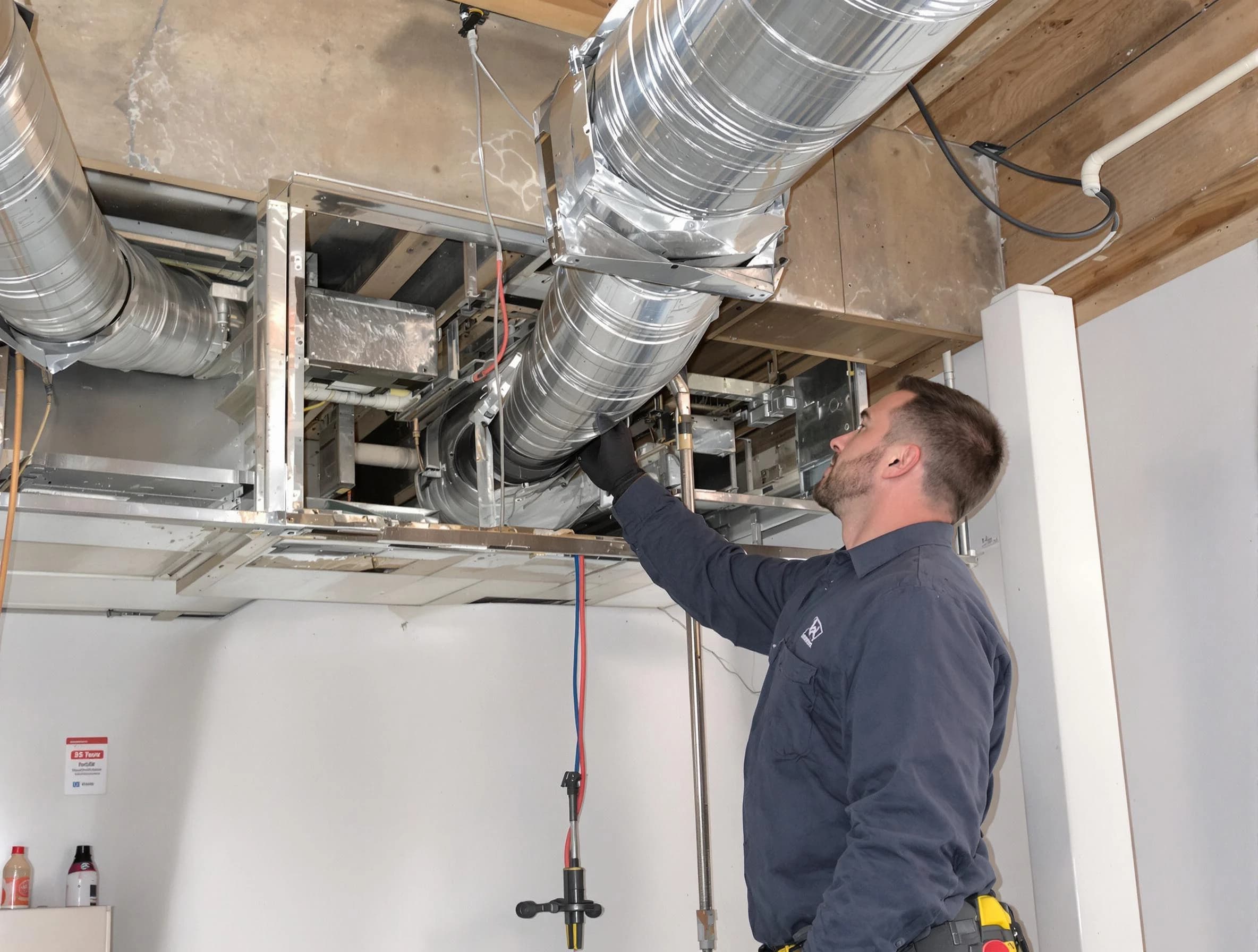 West Haven Air Duct Cleaning technician performing professional air duct repair using specialized tools in West Haven