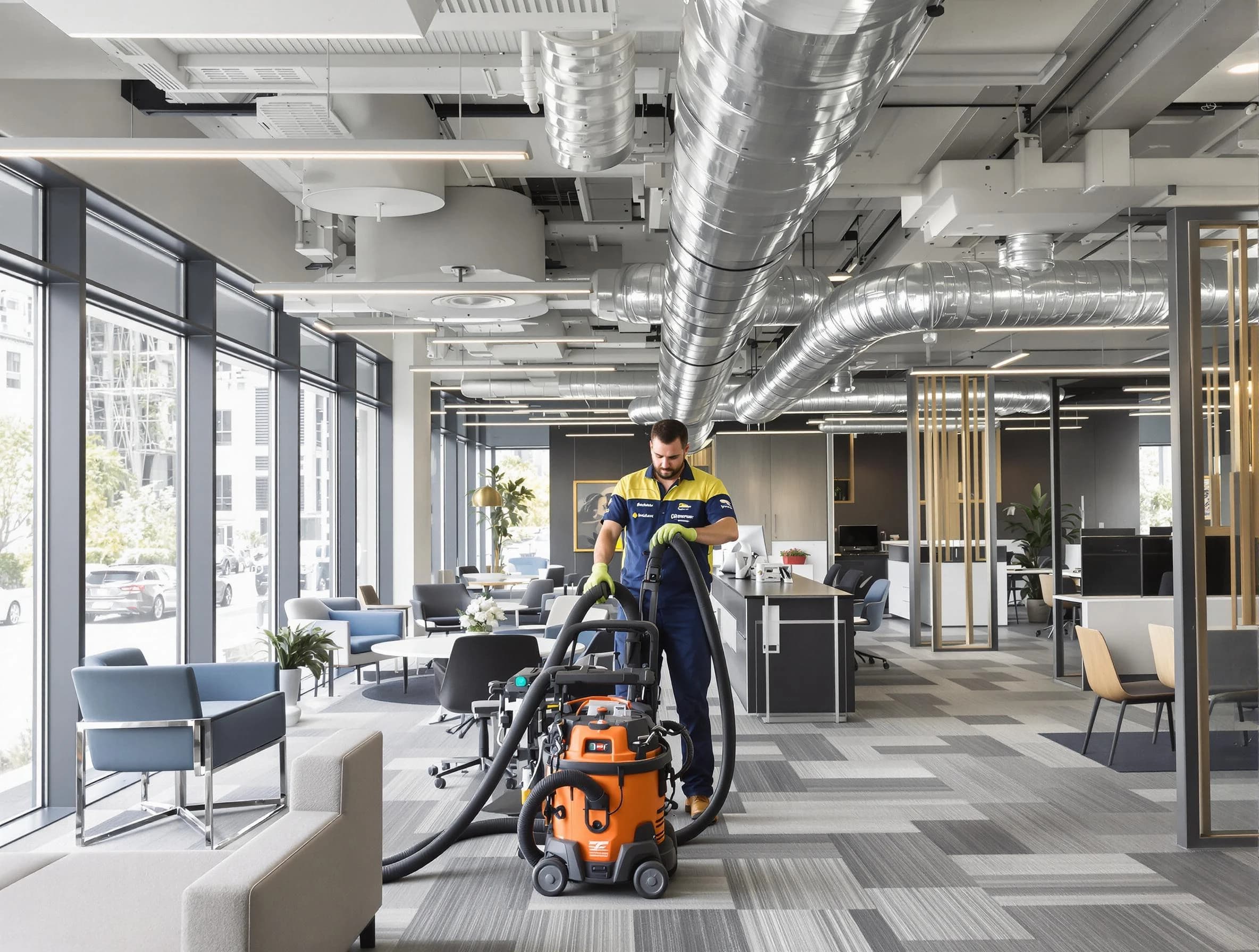 West Haven Air Duct Cleaning team performing thorough commercial duct cleaning at a West Haven business center