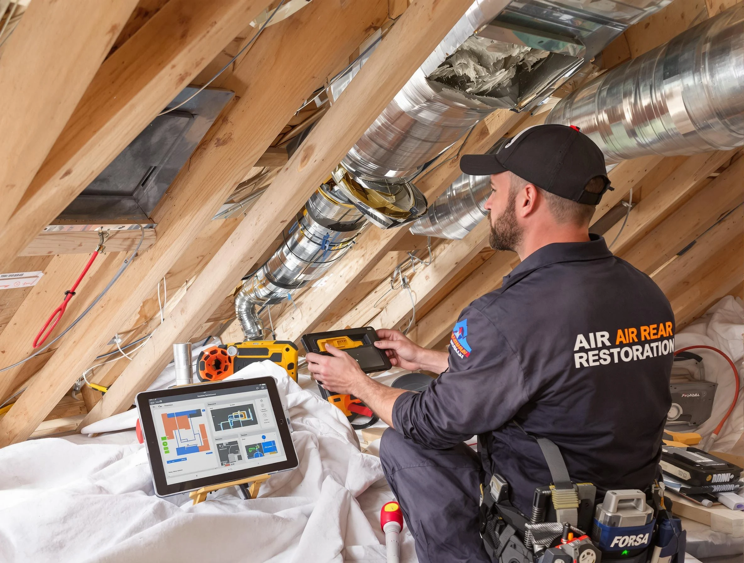 West Haven Air Duct Cleaning technician performing precise duct repair work in West Haven