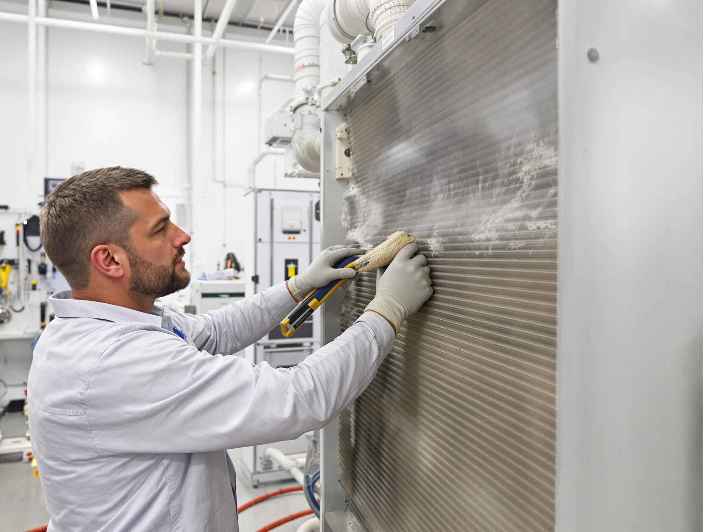 West Haven Air Duct Cleaning technician performing precision commercial coil cleaning at a West Haven business