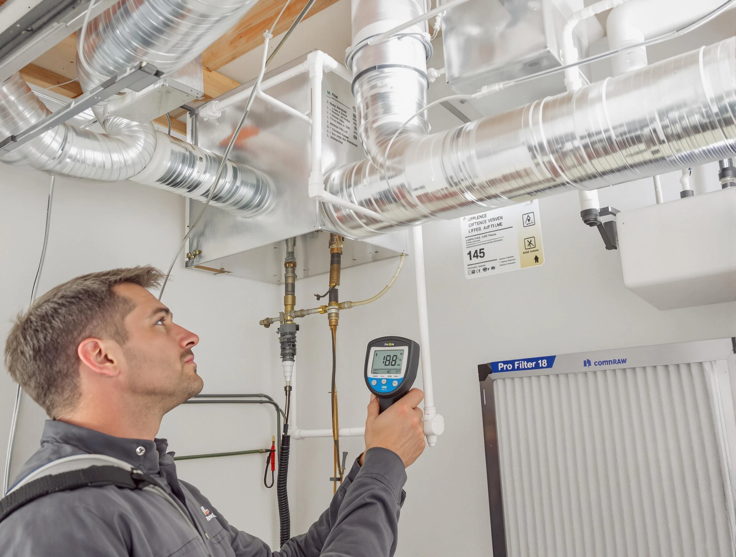 West Haven Air Duct Cleaning expert conducting detailed filter system inspection using diagnostic tools in West Haven