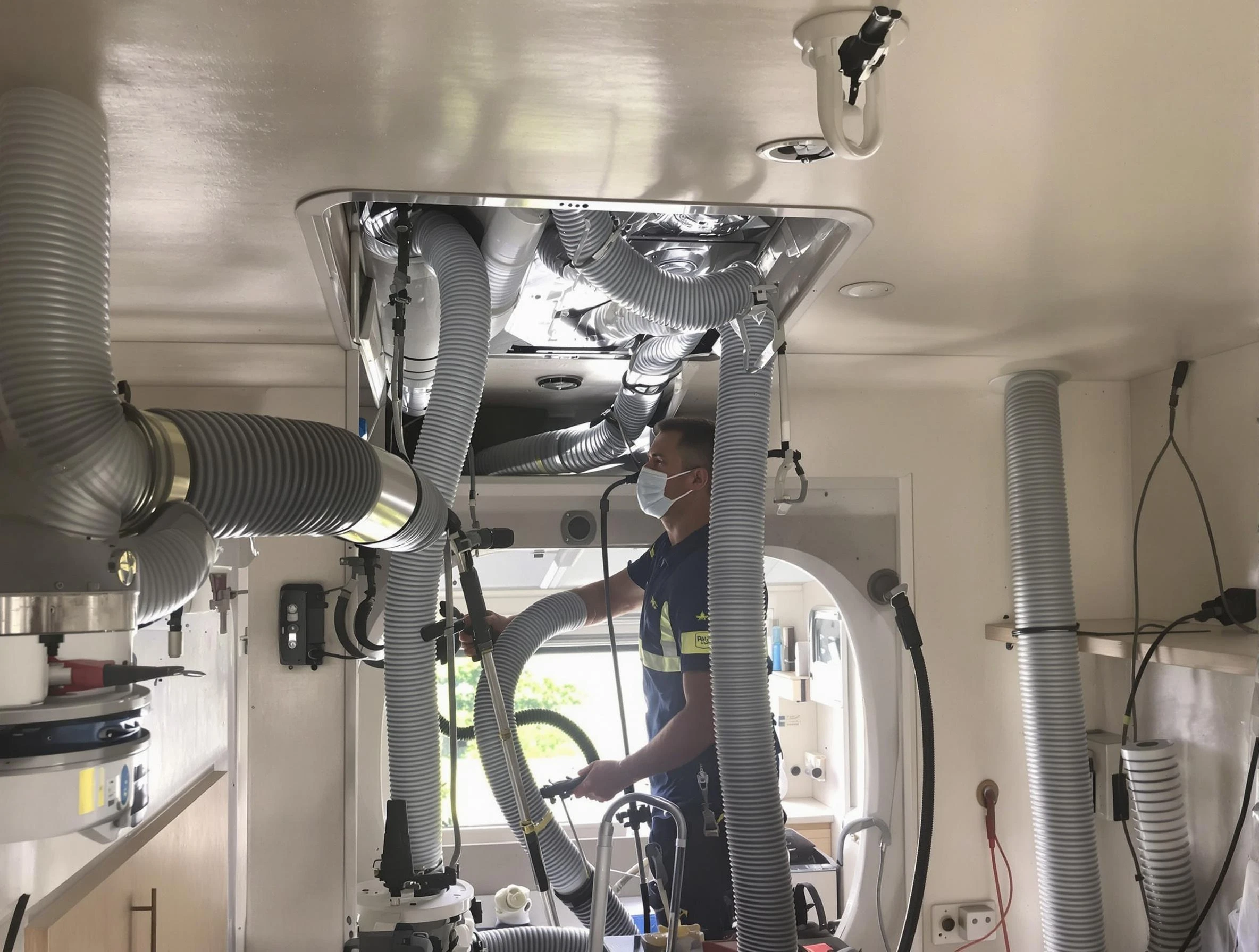 West Haven Air Duct Cleaning specialist performing precise mobile home duct cleaning in West Haven